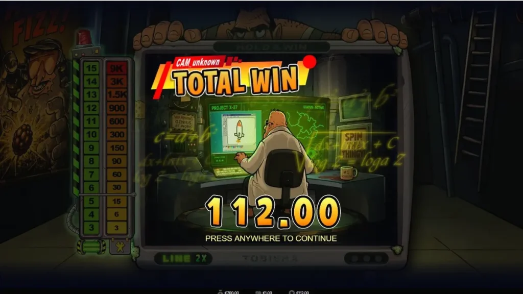 Interface do slot Enriched com tema nuclear e retro-futurista